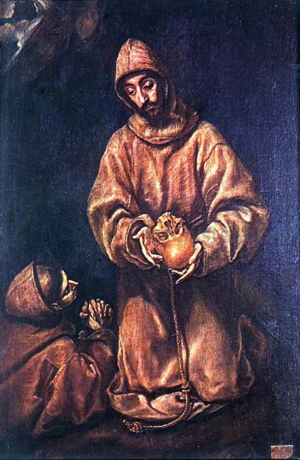 St Francis and Brother Rufus by El Greco - Hand-Painted Oil Painting on Canvas For Discount