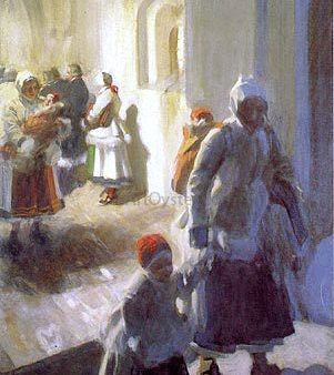 A Christmas Morning Service by Anders Zorn - Hand-Painted Oil Painting on Canvas Online Hot Sale