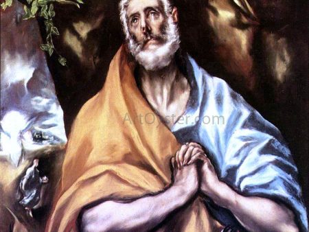 St Peter in Penitence by El Greco - Hand-Painted Oil Painting on Canvas For Cheap