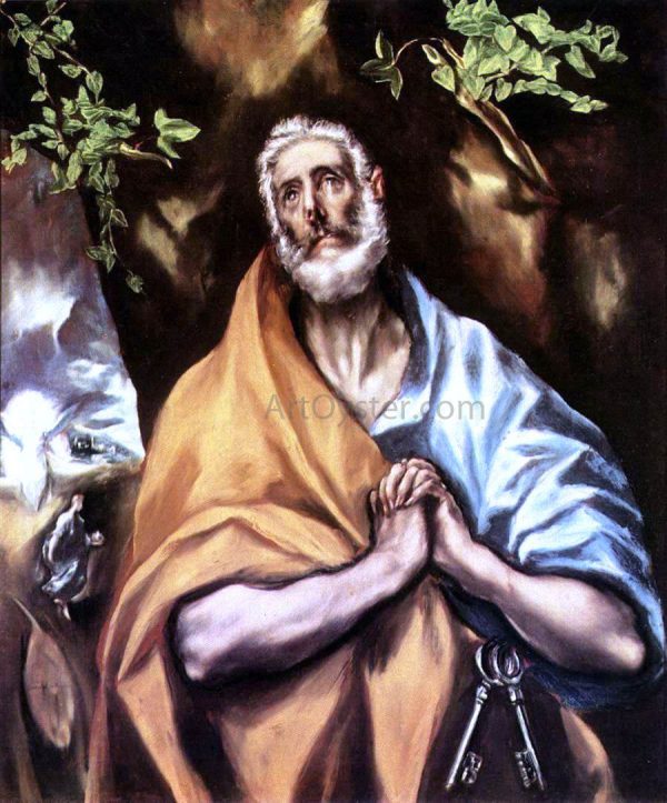 St Peter in Penitence by El Greco - Hand-Painted Oil Painting on Canvas For Cheap