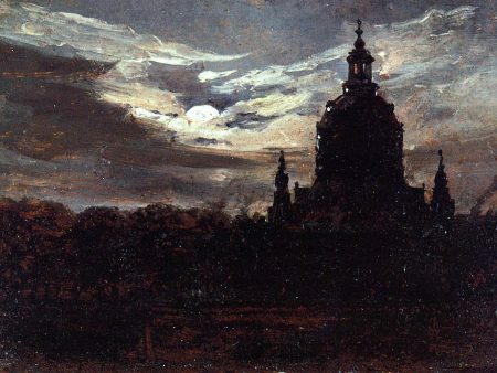 The Frankenkirche, Dresden by Johan Christian Claussen Dahl - Hand-Painted Oil Painting on Canvas on Sale