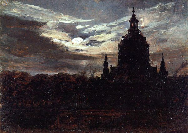 The Frankenkirche, Dresden by Johan Christian Claussen Dahl - Hand-Painted Oil Painting on Canvas on Sale