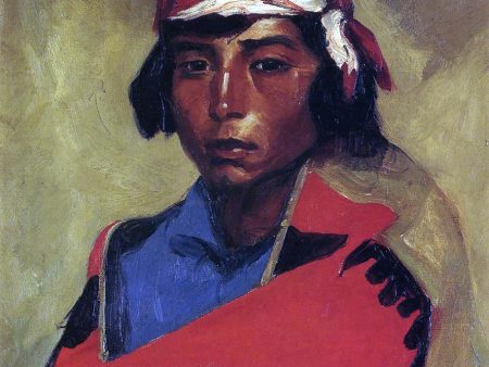 Young Buck of the Tesuque Pueblo by Robert Henri - Hand-Painted Oil Painting on Canvas For Cheap