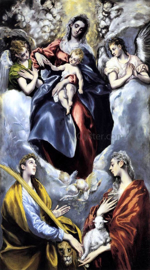 The Virgin and Child with St Martina and St Agnes by El Greco - Hand-Painted Oil Painting on Canvas Online Sale