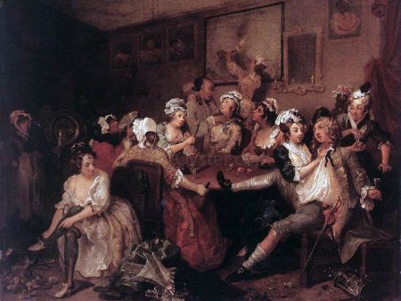 The Orgy by William Hogarth - Hand-Painted Oil Painting on Canvas on Sale