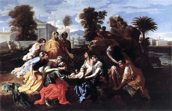 The Finding of Moses by Nicolas Poussin - Hand-Painted Oil Painting on Canvas Sale