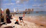 A Sunny Day At The Beach by Wilhelm Simmler - Hand-Painted Oil Painting on Canvas For Discount