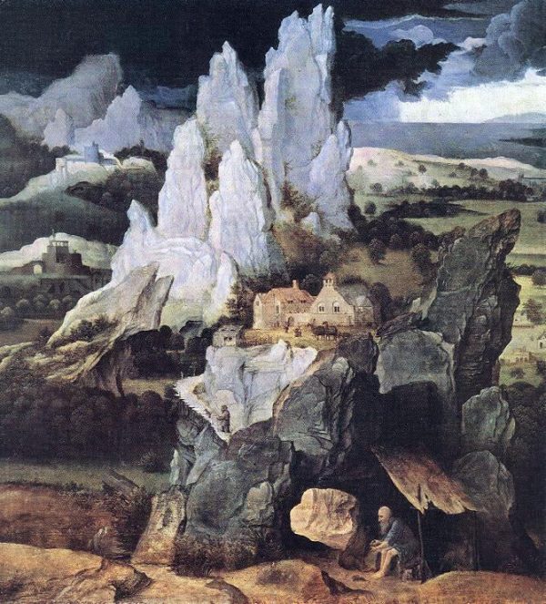 St Jerome in Rocky Landscape by Joachim Patenier - Hand-Painted Oil Painting on Canvas Hot on Sale