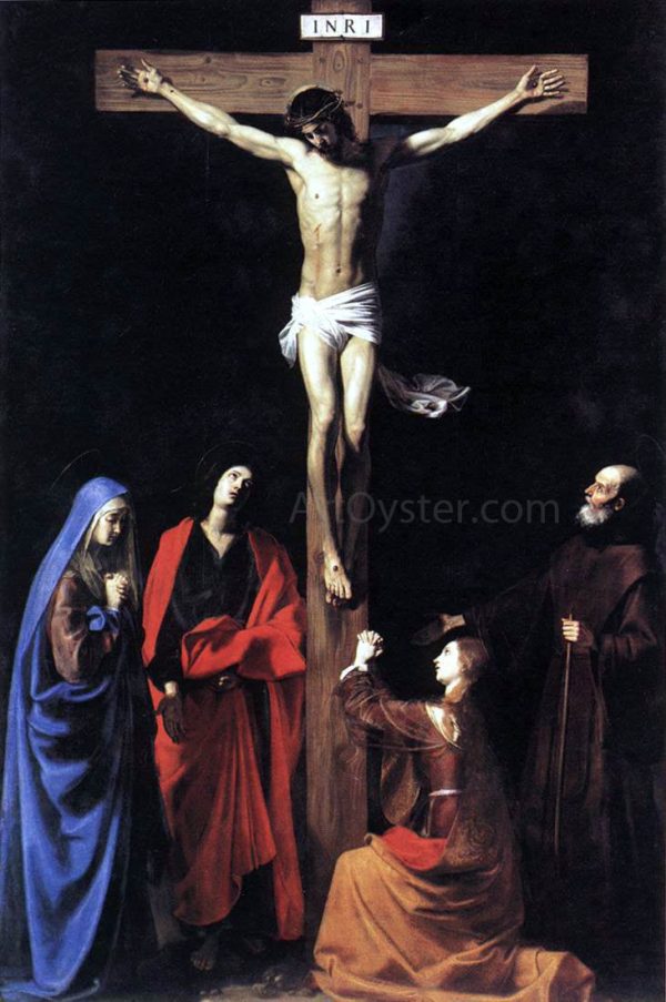 Crucifixion by Nicolas Tournier - Hand-Painted Oil Painting on Canvas For Cheap