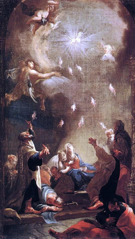 Pentecost by Joseph Ignaz Mildorfer - Hand-Painted Oil Painting on Canvas on Sale