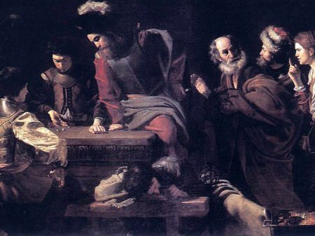 Denial of St Peter by Nicolas Tournier - Hand-Painted Oil Painting on Canvas For Sale