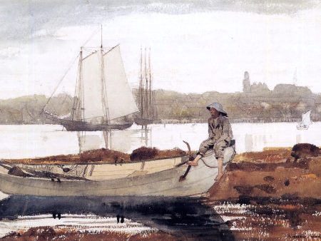 Gloucester Harbor and Dory by Winslow Homer - Hand-Painted Oil Painting on Canvas Online Hot Sale