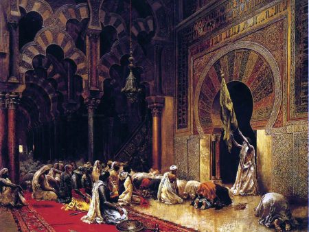 Interior of the Mosque at Cordova by Edwin Lord Weeks - Hand-Painted Oil Painting on Canvas For Sale