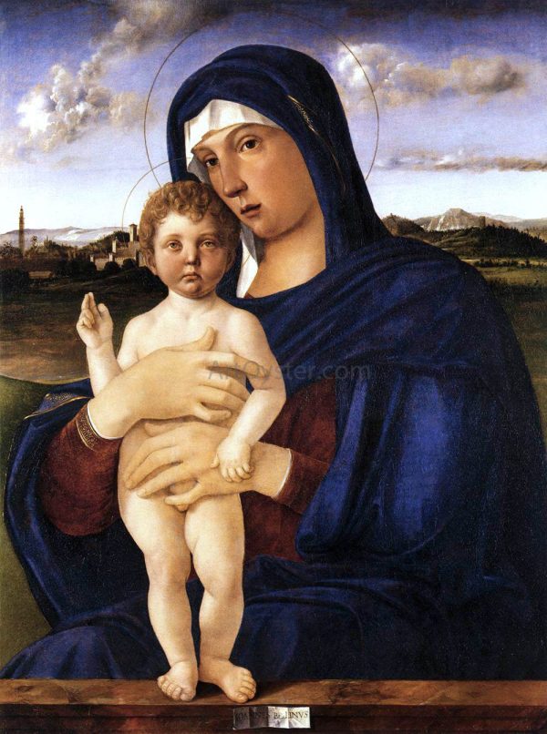 Madonna with Blessing Child by Giovanni Bellini - Hand-Painted Oil Painting on Canvas For Discount