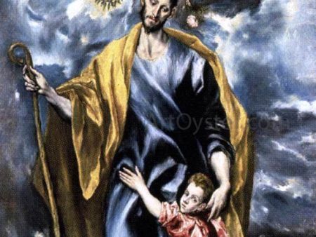 St Joseph and the Christ Child by El Greco - Hand-Painted Oil Painting on Canvas Hot on Sale