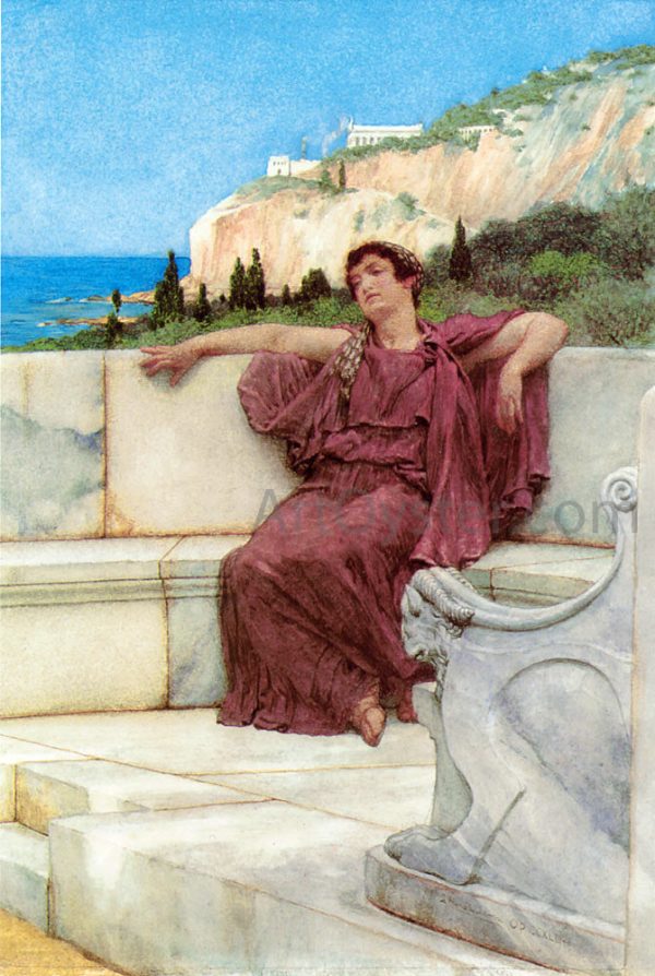 A Female Figure Resting (also known as Dolce far Niente) by Sir Lawrence Alma-Tadema - Hand-Painted Oil Painting on Canvas Online