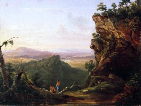 Indians Viewing Landscape by Thomas Cole - Hand-Painted Oil Painting on Canvas For Sale